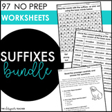 No Prep Suffixes Worksheets Bundle LY NESS MENT LESS FUL T