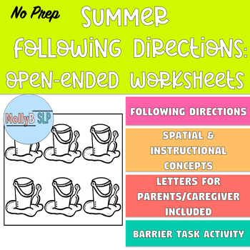 Preview of No Prep Summer Following Directions & Prepositions Worksheet