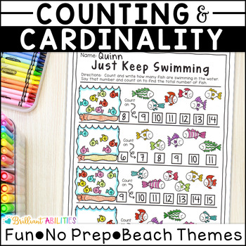 Preview of No-Prep Summer Math Activities - Counting & Cardinality Independent Work Packet