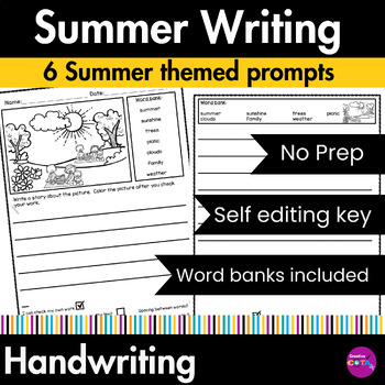 Preview of Occupational Therapy Summer Writing Prompt Pictures Coloring Pages & Worksheets