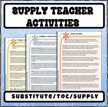 Preview of No Prep Supply Teacher Activities and Games