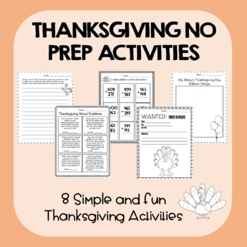 No Prep Thanksgiving Activities by TeacherThingsForThird | TPT