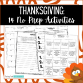 No Prep Thanksgiving Activities - Thanksgiving Fun Packet,