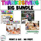 No Prep Thanksgiving Bundle - Choice Boards - PBL - Escape