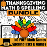 No Prep Thanksgiving Math Games and Spelling Activities fo