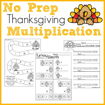 Preview of No Prep Thanksgiving Multiplication Pack