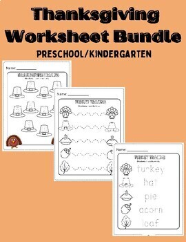 No Prep Thanksgiving Worksheet Bundle - Preschool/Kindergarten | TPT