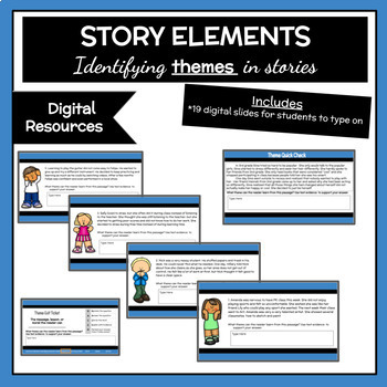 No Prep Theme Passages, Theme Anchor Chart, and Theme Task Cards