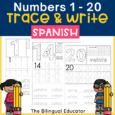 No Prep Trace and Write Worksheets Numbers Numeros 1-20 in