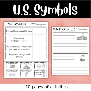 Preview of No-Prep U.S. Symbols 1st Grade Activities and Worksheets