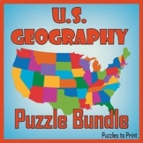 No Prep US Geography - Regions of the USA Word Search & Ma