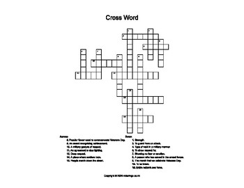 Preview of No Prep VETERANS DAY CROSSWORD GAME - Fun Activity To Celebrate Veterans Day