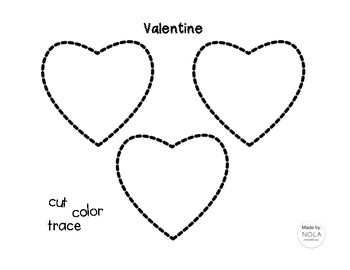 No Prep Valentine Hearts- Cut, Color, Trace Practice by NOLA creations