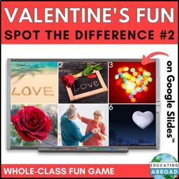 Preview of No-Prep Valentine's Day Spot the Difference Game for Focus and Language