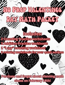 Preview of No Prep Valentines Day Math Packet