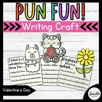 Preview of No Prep Valentines Day Writing Prompts (Craft) | Valentines Day Pun Craftivity