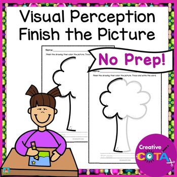 Preview of Occupational Therapy Visual Perception Finish the Drawing Worksheets Activities