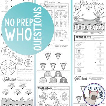 Preview of No Prep - Who Questions + -er endings (Print and Go Worksheets)