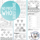 No Prep - Who Questions + -er endings (Print and Go Worksheets)