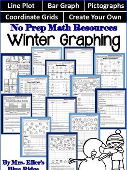 Preview of No Prep Winter Graphing Pack - Line Plots, Bar Graphs, Pictographs, and More