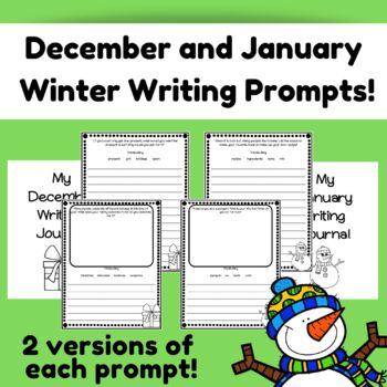 No Prep Winter Writing Prompts | December and January | 1st, 2nd and 3rd