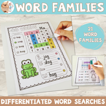 Preview of No Prep Word Family Word Searches Distance Learning