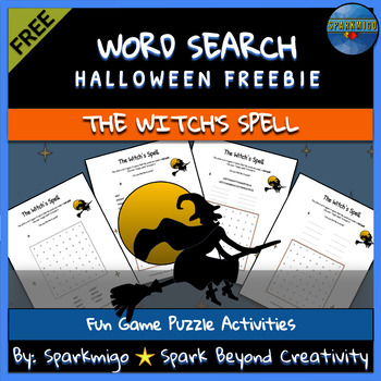 Preview of No Prep Word Search Halloween Freebie Puzzle Worksheet - The Witch's Spell