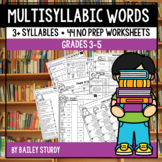 No Prep Worksheets for Multisyllabic Words