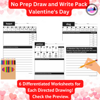 Preview of Valentine's Day No Prep Writing Center / Journal Activities -  Draw and Write