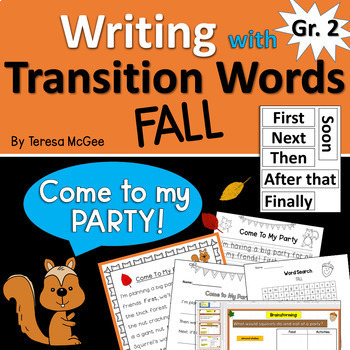 Preview of No Prep Writing FALL 2nd Grade - Transition Words and Creative Writing