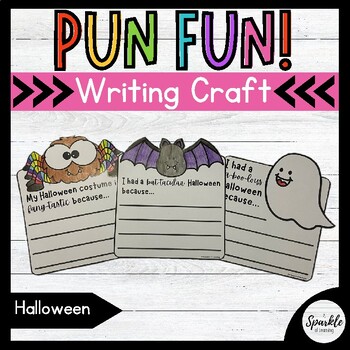 Preview of No Prep Halloween Writing Prompts Craft | Halloween Writing Craftivity | Pun fun