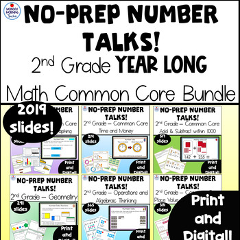 Preview of No Prep! YEAR LONG BUNDLE 2nd Grade Math Number Talks ALL Common Core Standards