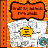 No Prep Yearlong Seasonal First Grade Math Bundle