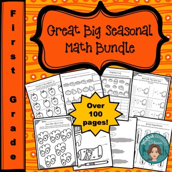 Preview of No Prep Yearlong Seasonal First Grade Math Bundle