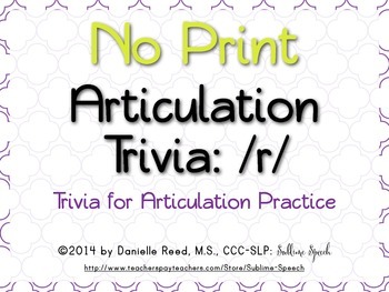 Preview of No Print Articulation Trivia: /r/