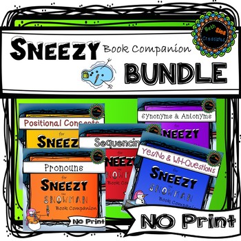 Preview of Sneezy Snowman No print Speech Therapy Book Companion  BUNDLE distance learning