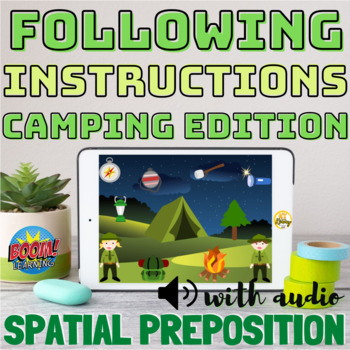 Preview of No Print! Following Instructions (with audio) | Camping Spatial Preposition