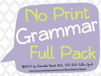 Preview of No Print Grammar: Full Pack