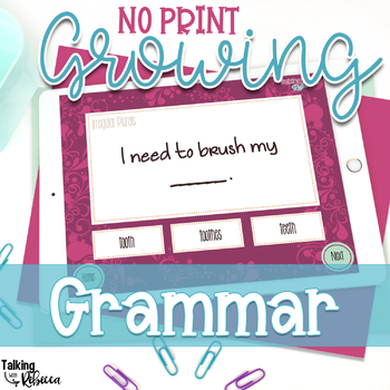 Preview of No Print Expressive and Receptive Grammar for Speech Therapy