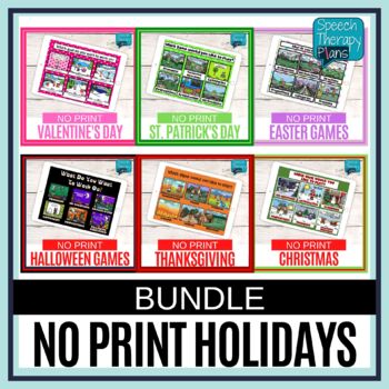 Preview of No Print Language & Articulation Holiday Bundle