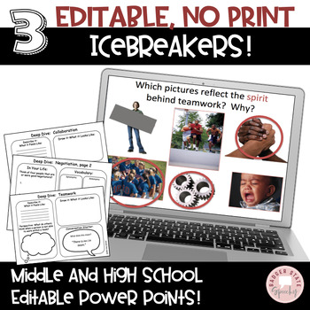 Preview of Back to School Icebreakers No Print Middle and High School