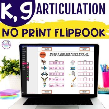 Preview of K and G No Print Articulation Activity Flipbooks for Words, Phrases & Sentences