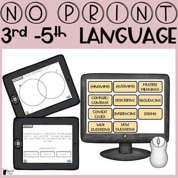 Preview of No Print Language 3rd to 5th for Speech Therapy