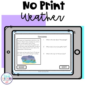 Preview of No Print Language: Weather for Speech Therapy