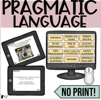 Preview of Digital Pragmatic Language Activities for Social Language Speech Therapy