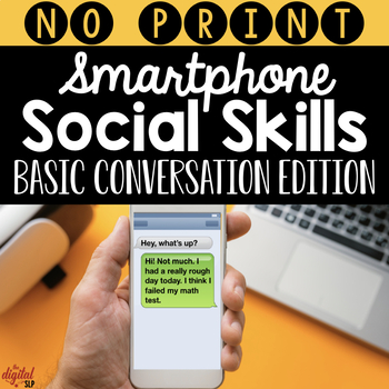 Preview of No Print Smartphone Social Skills | Teletherapy | Distance Learning