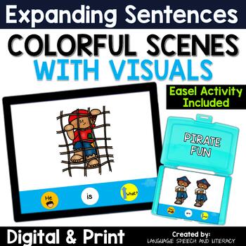 Preview of Distance Learning Speech Therapy | Expanding Sentences with Pirates |