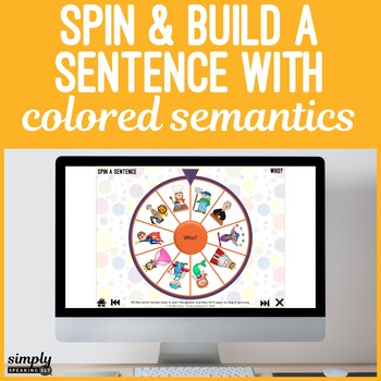 Preview of No Print Spin & Build a Sentence with Colored Semantics for Teletherapy or iPad