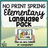No Print Spring Elementary Language Pack | Teletherapy | D