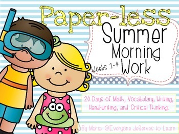 Preview of No-Prep Summer Literacy and Math Morning Work